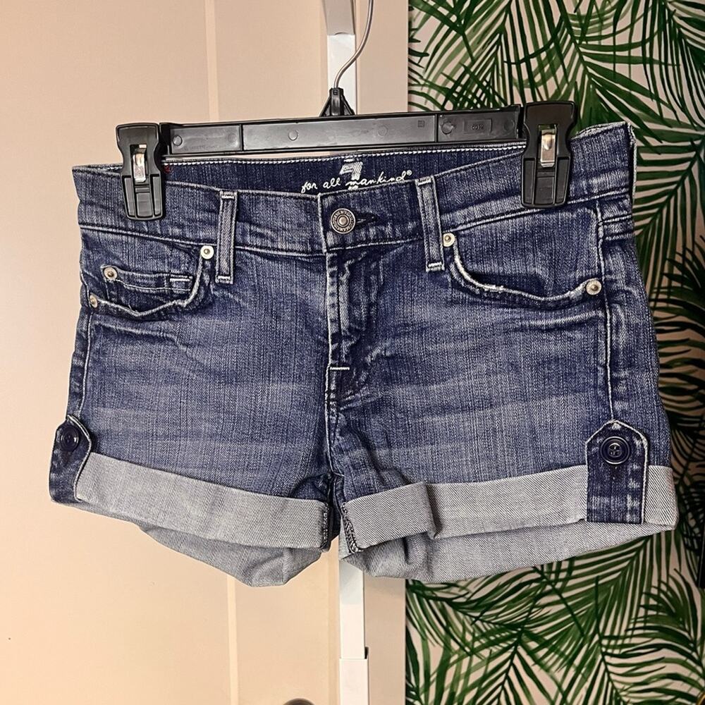 7 for all Mankind Cuffed Jean Shorts, Size 25